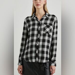 Rails Hunter Plaid Flannel Button Down Shirt in Black and White. Sz Small